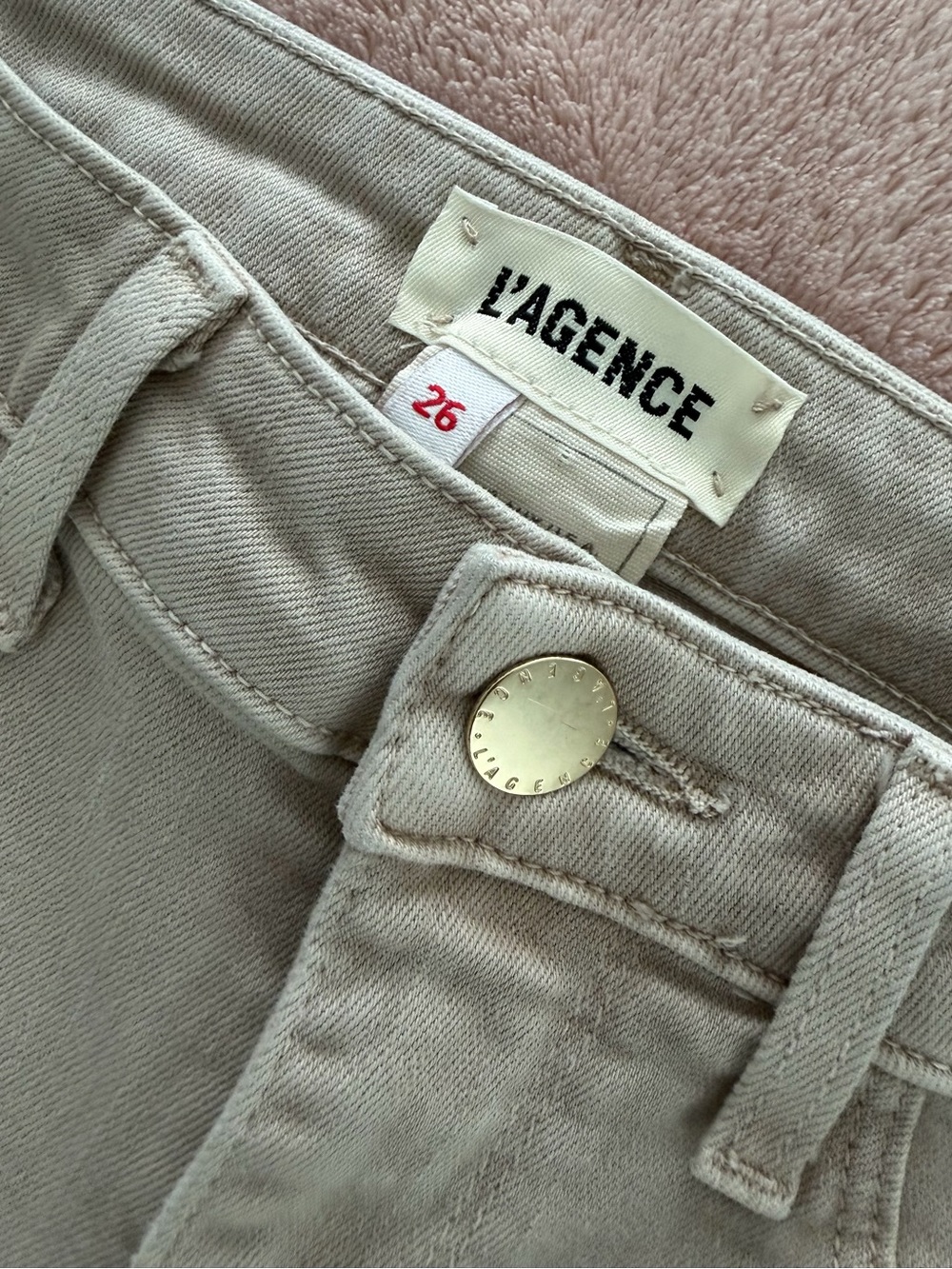 L'AGENCE Margot High-Rise Skinny Jeans in Beige - Picture 3 of 5